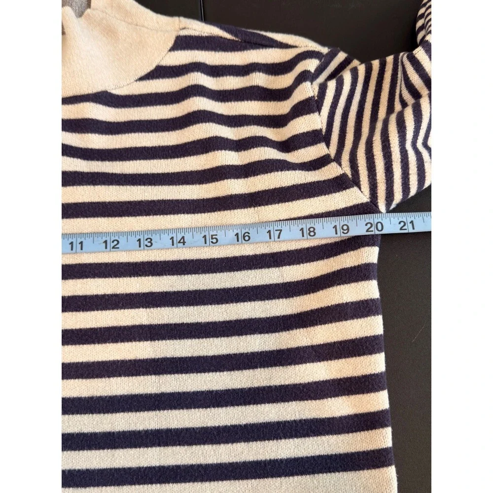 Maeve Sweater Mock Neck Sweater Tan Blue Striped Casual Knit‎ Stretch Cozy XXS